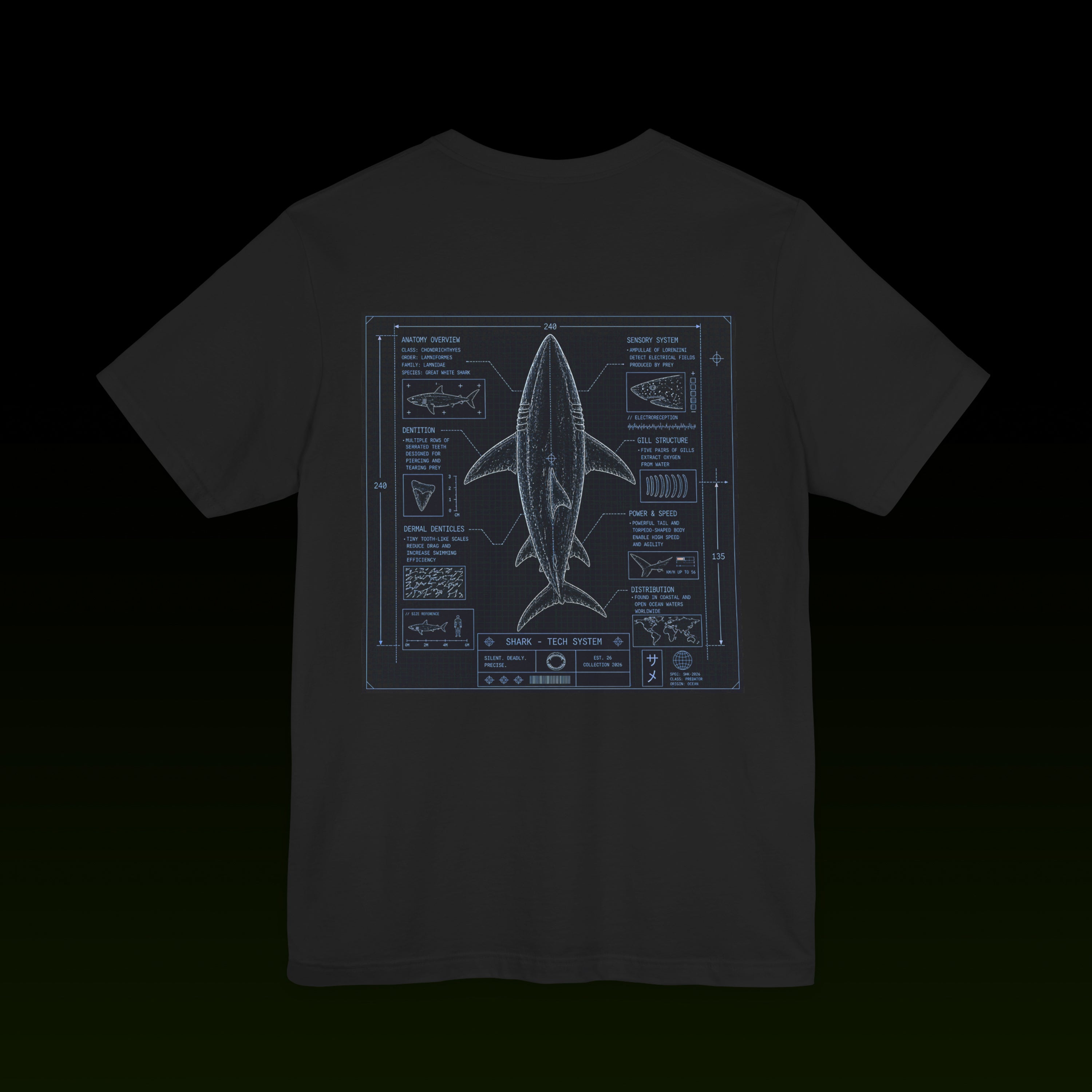 Techprint 002 — Shark Anatomy Tee